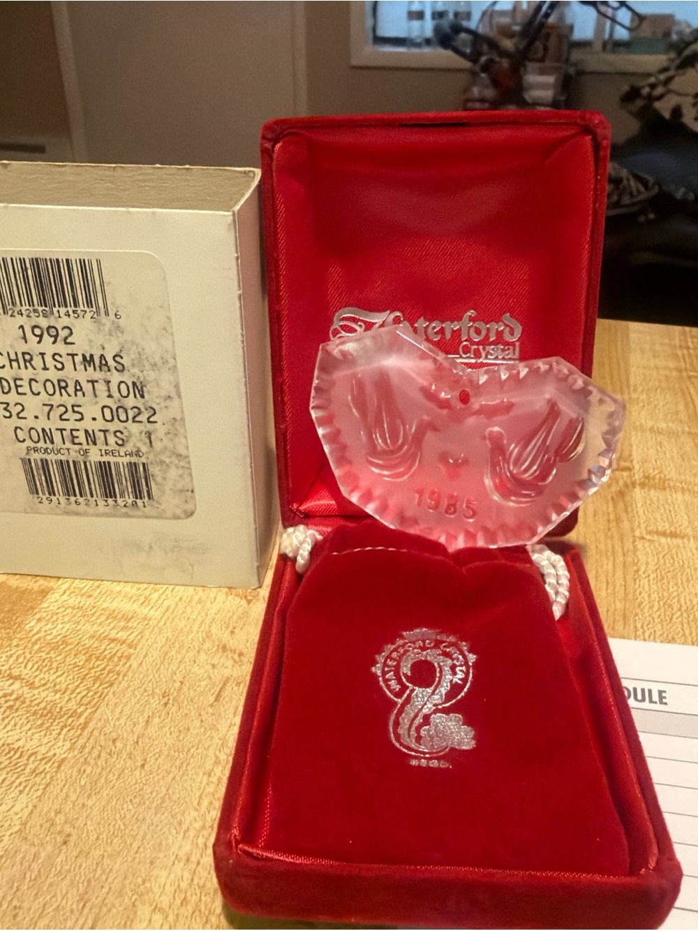 Waterford Crystal 1992 Turtle Dove 12 days of Christmas Ornament